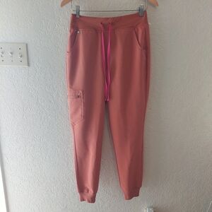 Figs Technical Collection  Jogger Orange Pants with Pink Drawstring Size S